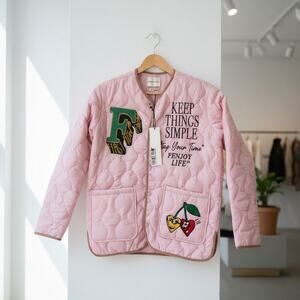 “Keep Things Simple” Quilted Jacket – First Row Denim – Pink – Size XL – NWT